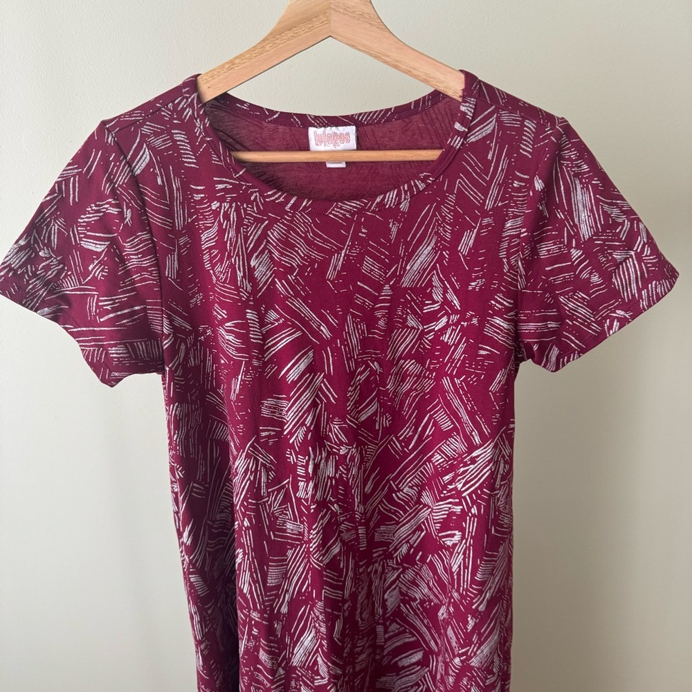 LuLaRoe Maroon Patterned Asymmetrical Dress